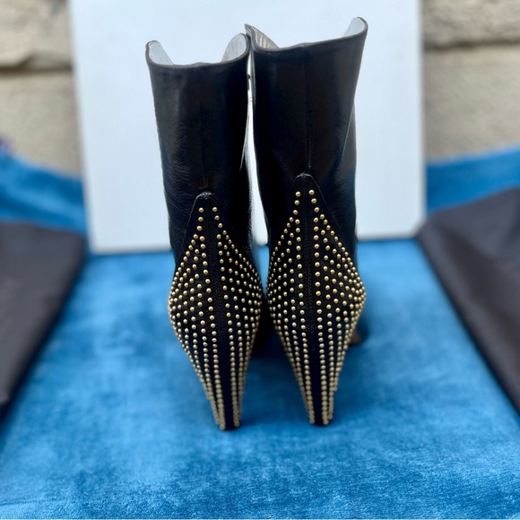 Givenchy - GV3 Mid Shaft Leather booths with Gold Studded Heel (Never Worn) - Picture 4 of 15